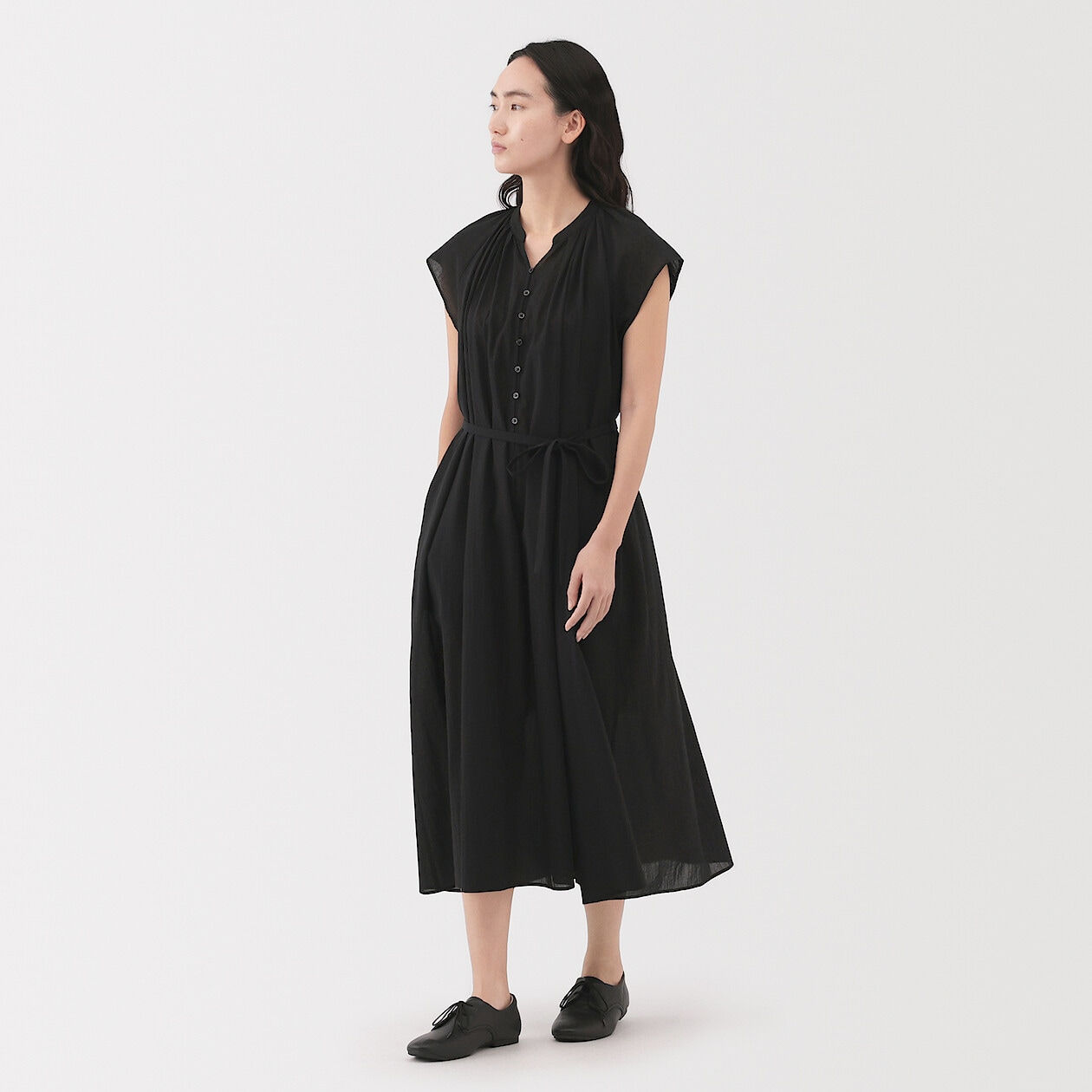 Womens High Twisted Veil French Sleeve Dress