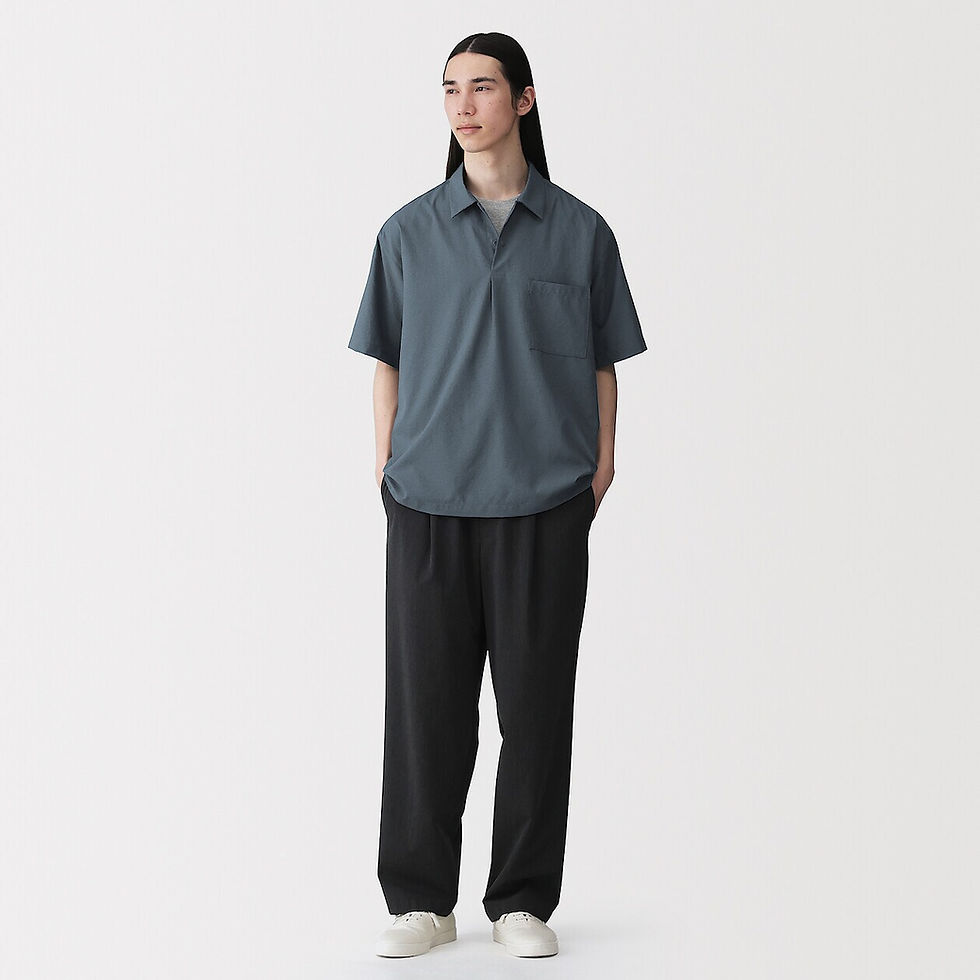 Thumbnail: Mens Breathable Woven Short Sleeve Polo Shirt