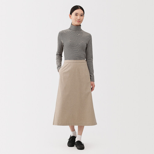 Womens Brushed Ribbed Turtle Neck Long Sleeve T-Shirt MUJI - Main Image