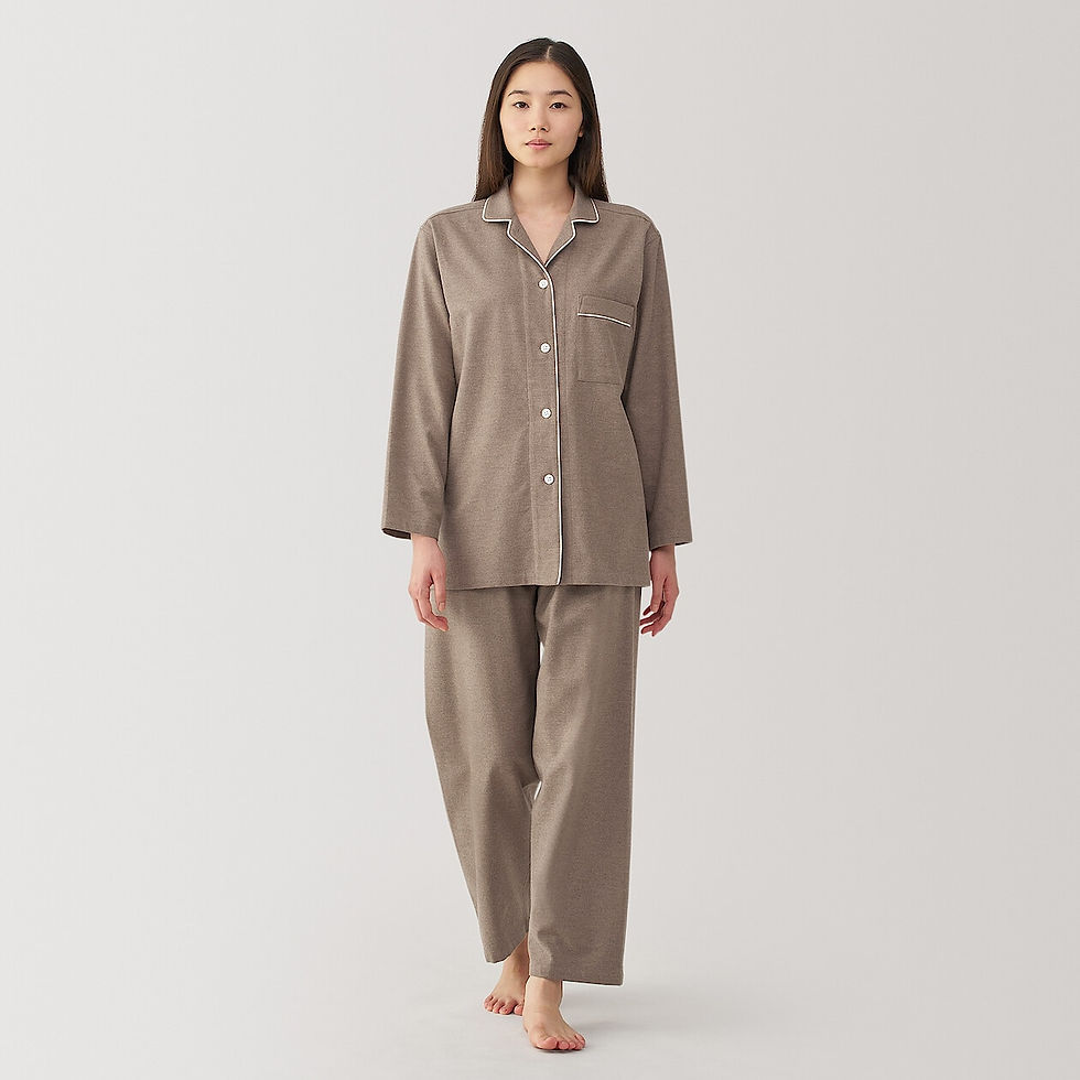 Thumbnail: Womens Side Seamless Flannel Long Sleeve Pajamas