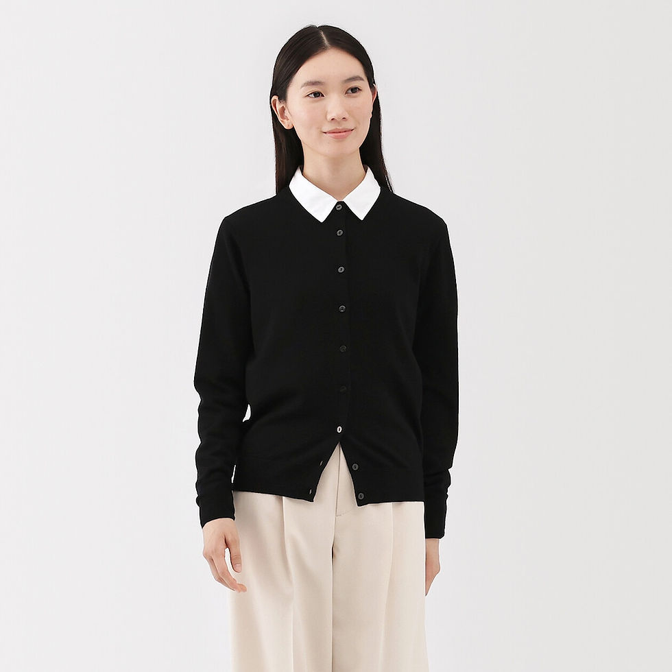 Thumbnail: Womens Washable High-Gauge Crew Neck Cardigan