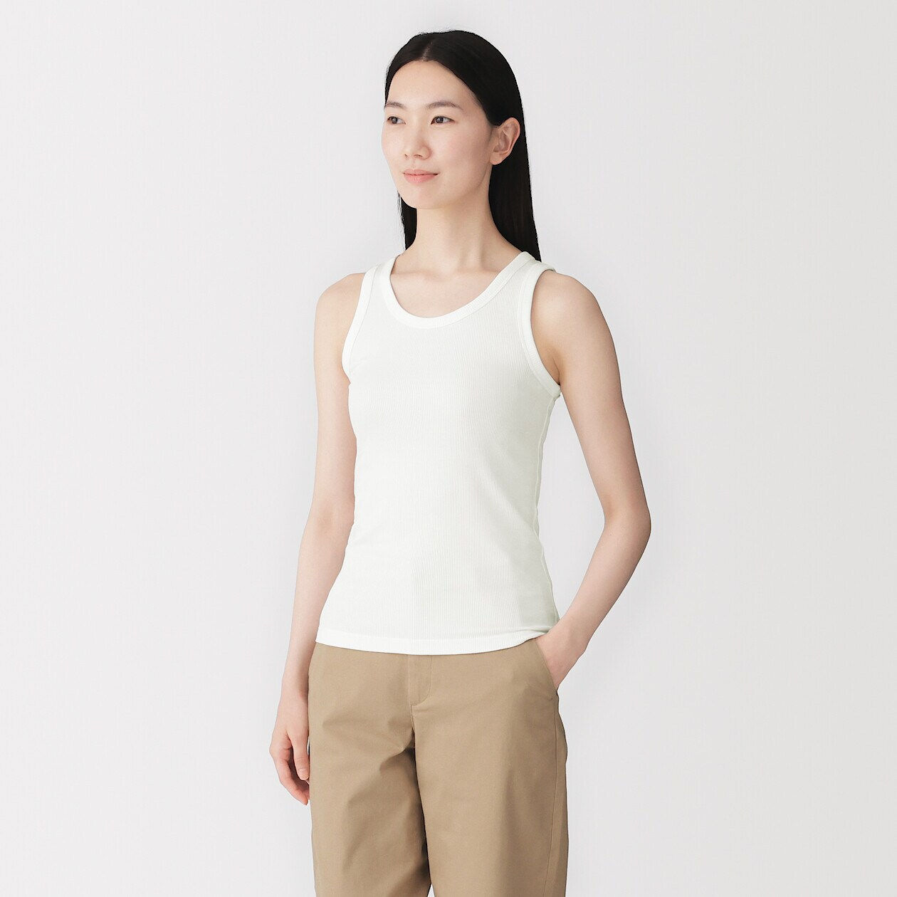 Womens Lyocell Blended Ribbed Tank Top