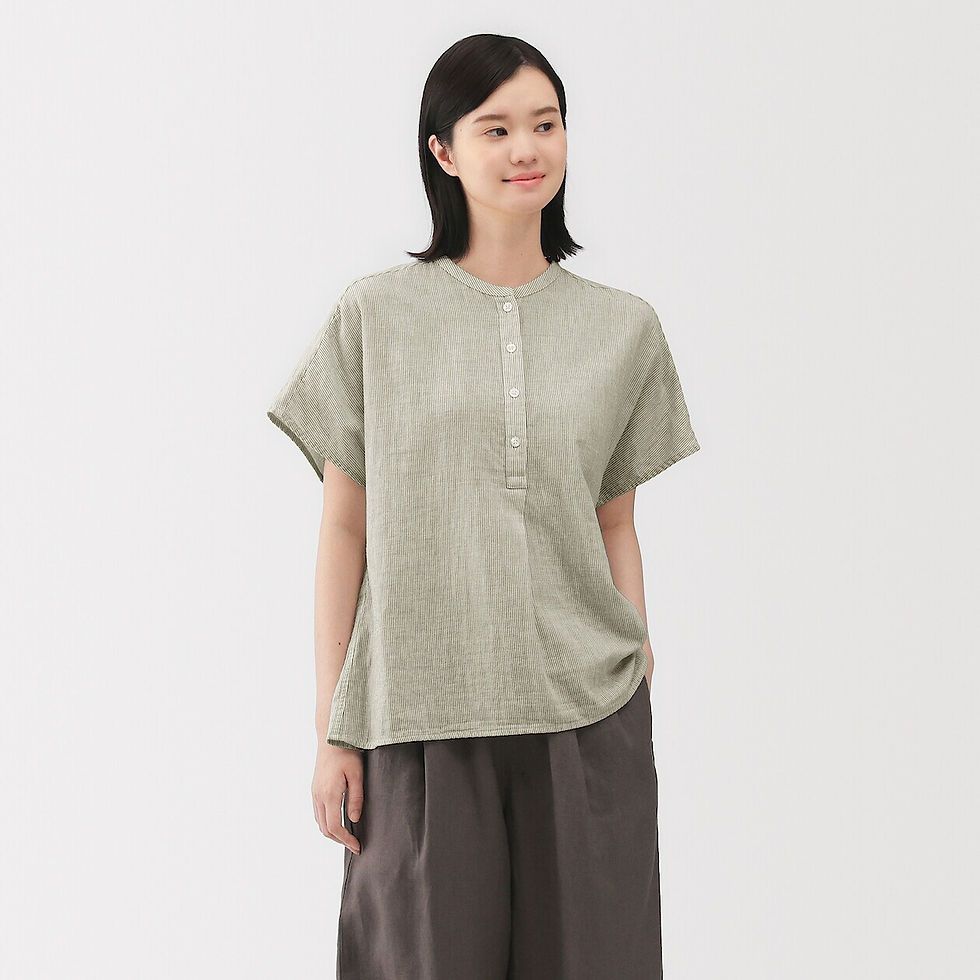 Thumbnail: Womens Kapok Blended Double Gauze 1/2 Sleeve Blouse