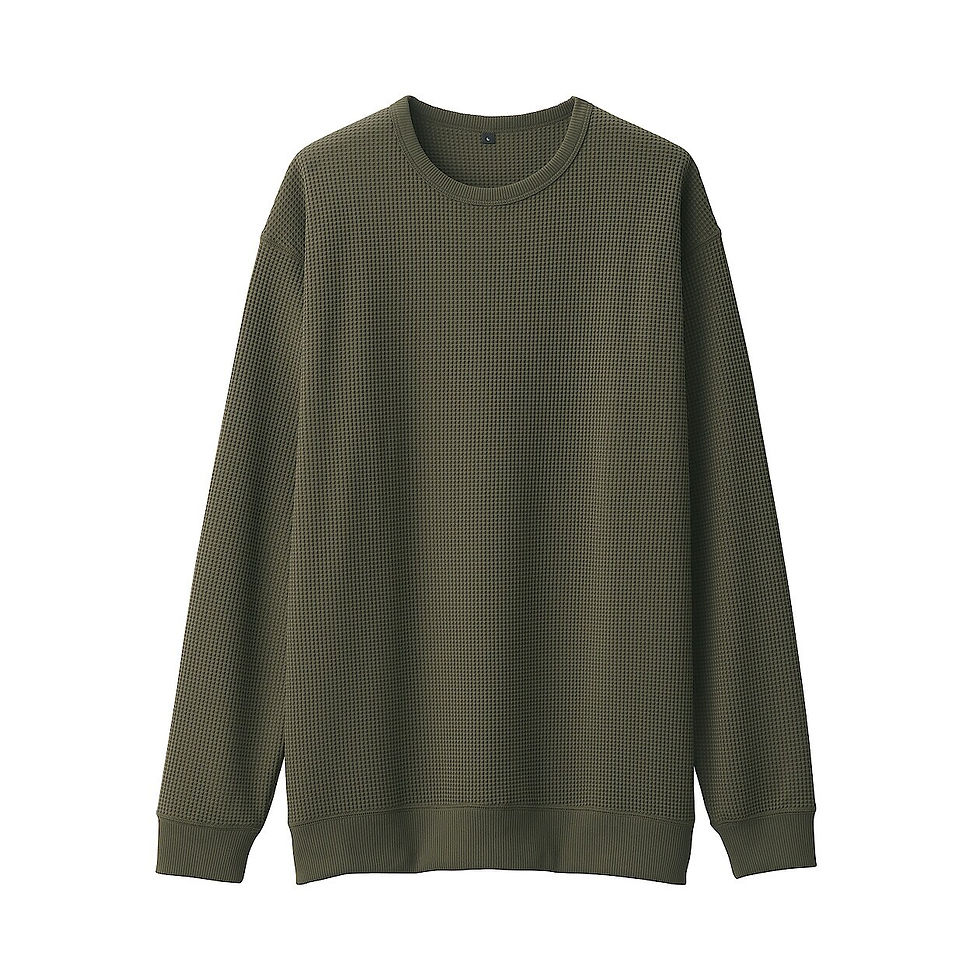 Thumbnail: Mens UV Protection Quick Dry Waffle Crew Neck Long Sleeve T-Shirt
