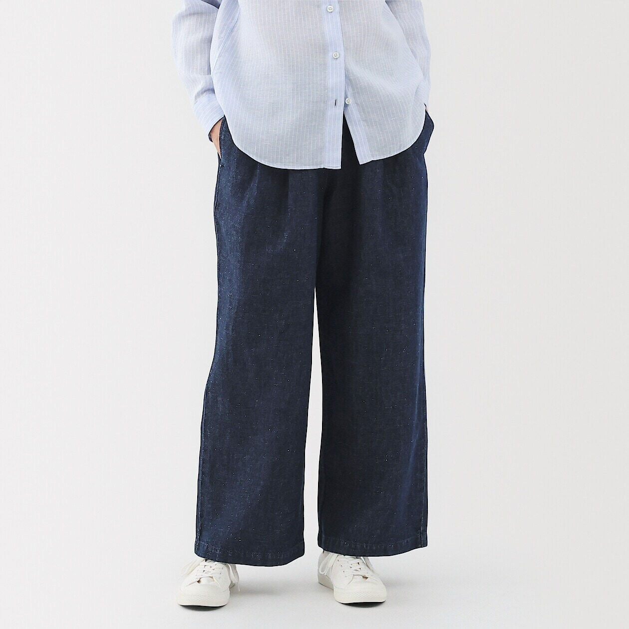 Womens Cotton Linen Denim Easy Wide Pants