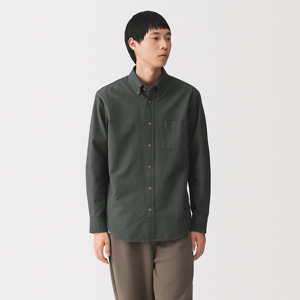Thumbnail: Mens Washed Oxford Button Down Long Sleeve Shirt