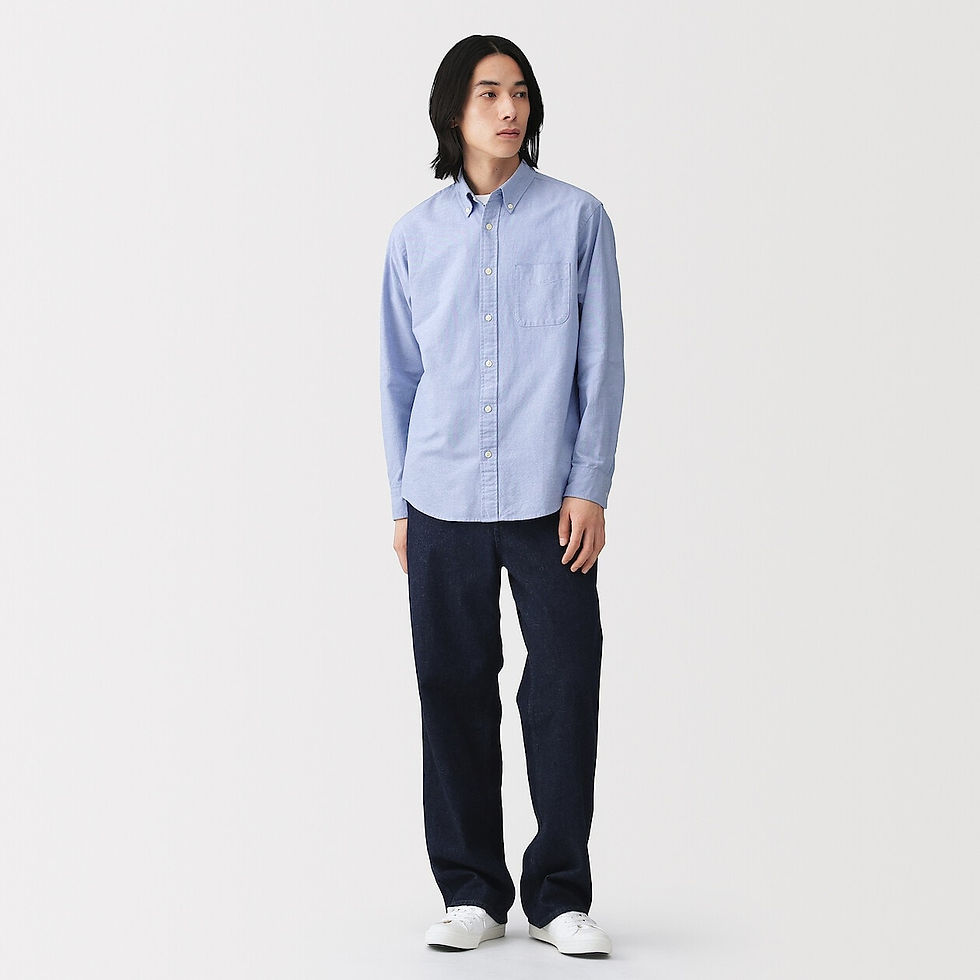 Thumbnail: Mens Washed Oxford Button Down Long Sleeve Shirt