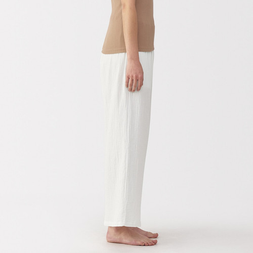 White Linen Pants Eileen Fisher Cotton Gauze Pants Womens Crepe