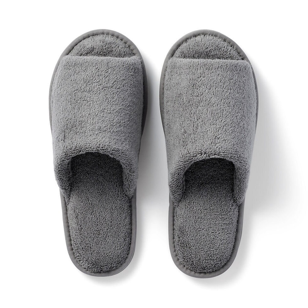 Thumbnail: Cotton Pile Slippers Opentoe