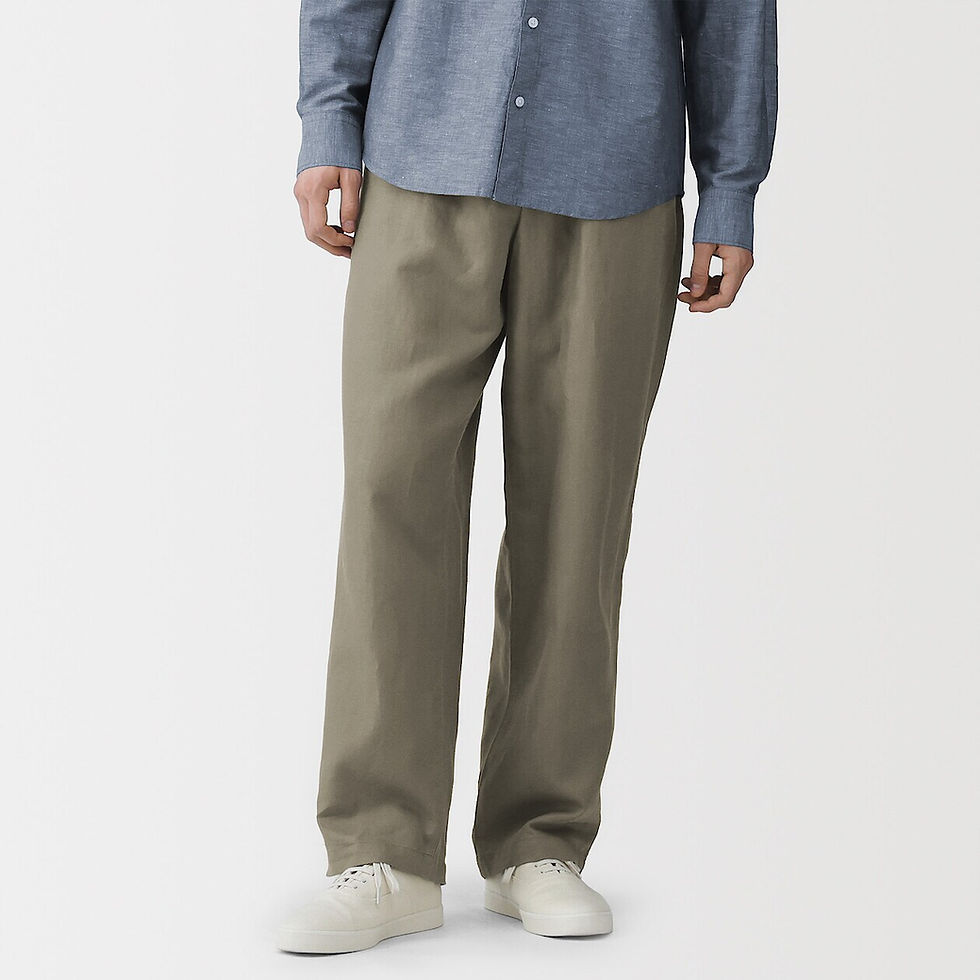 Thumbnail: Mens Linen Blended Twill Straight Pants