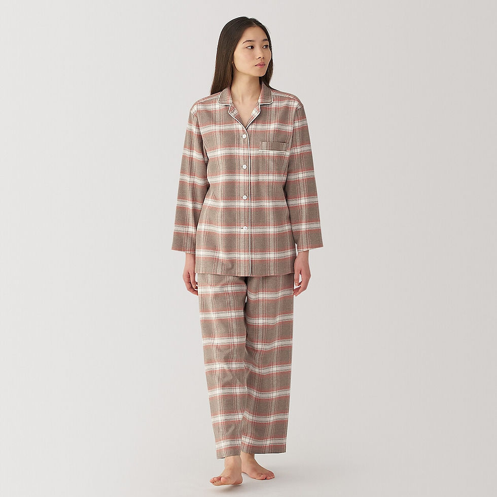 Thumbnail: Womens Side Seamless Flannel Long Sleeve Pajamas