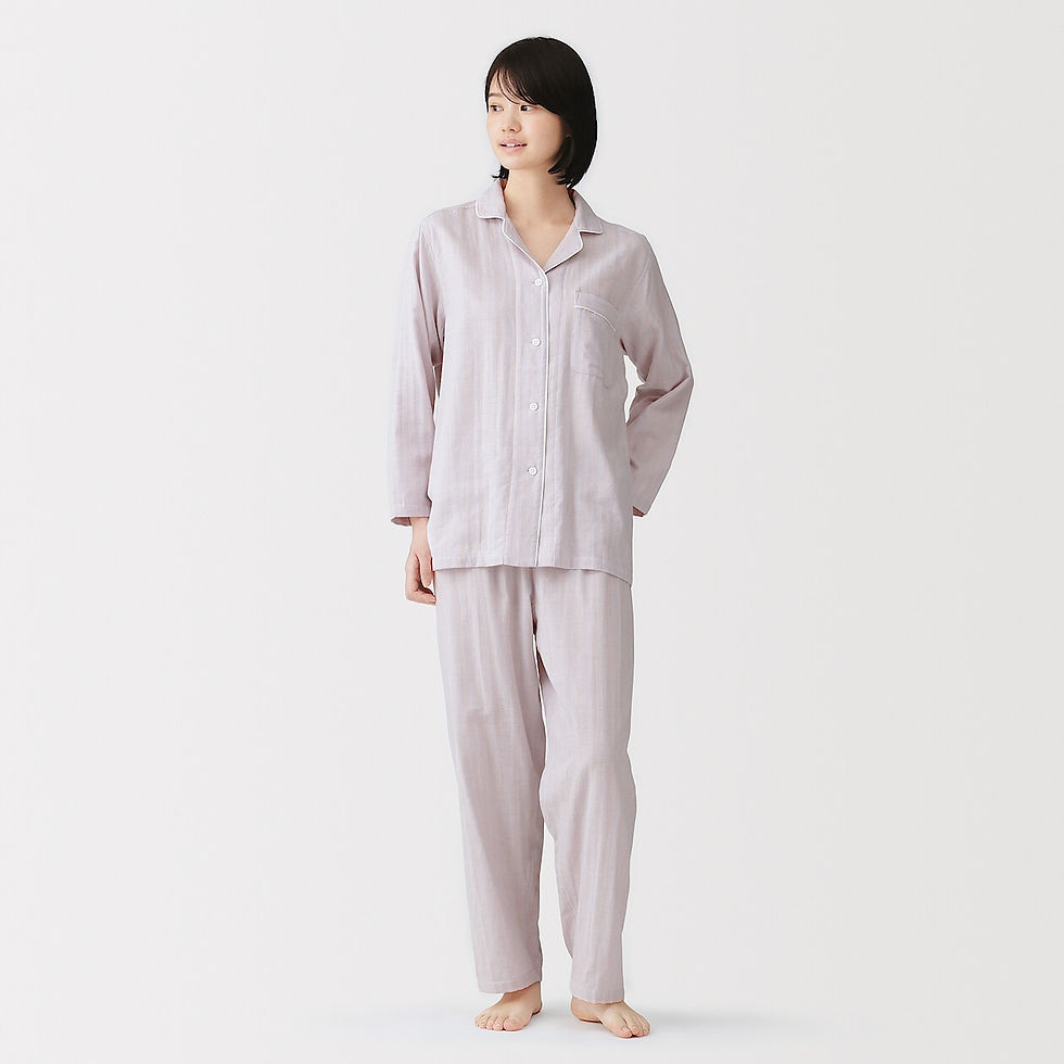 Thumbnail: Womens Side Seamless Double Gauze Long Sleeve Pajamas