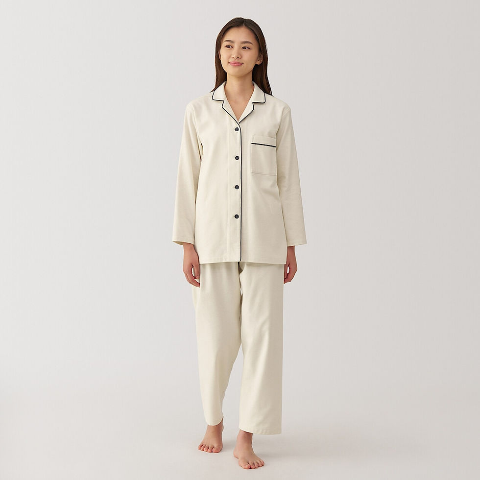 Thumbnail: Womens Side Seamless Flannel Long Sleeve Pajamas