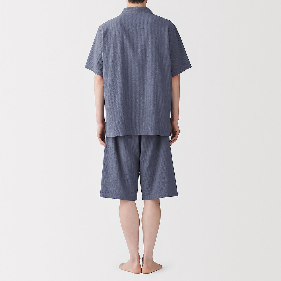 Thumbnail: Mens Airy Seersucker Short Sleeve Pajamas