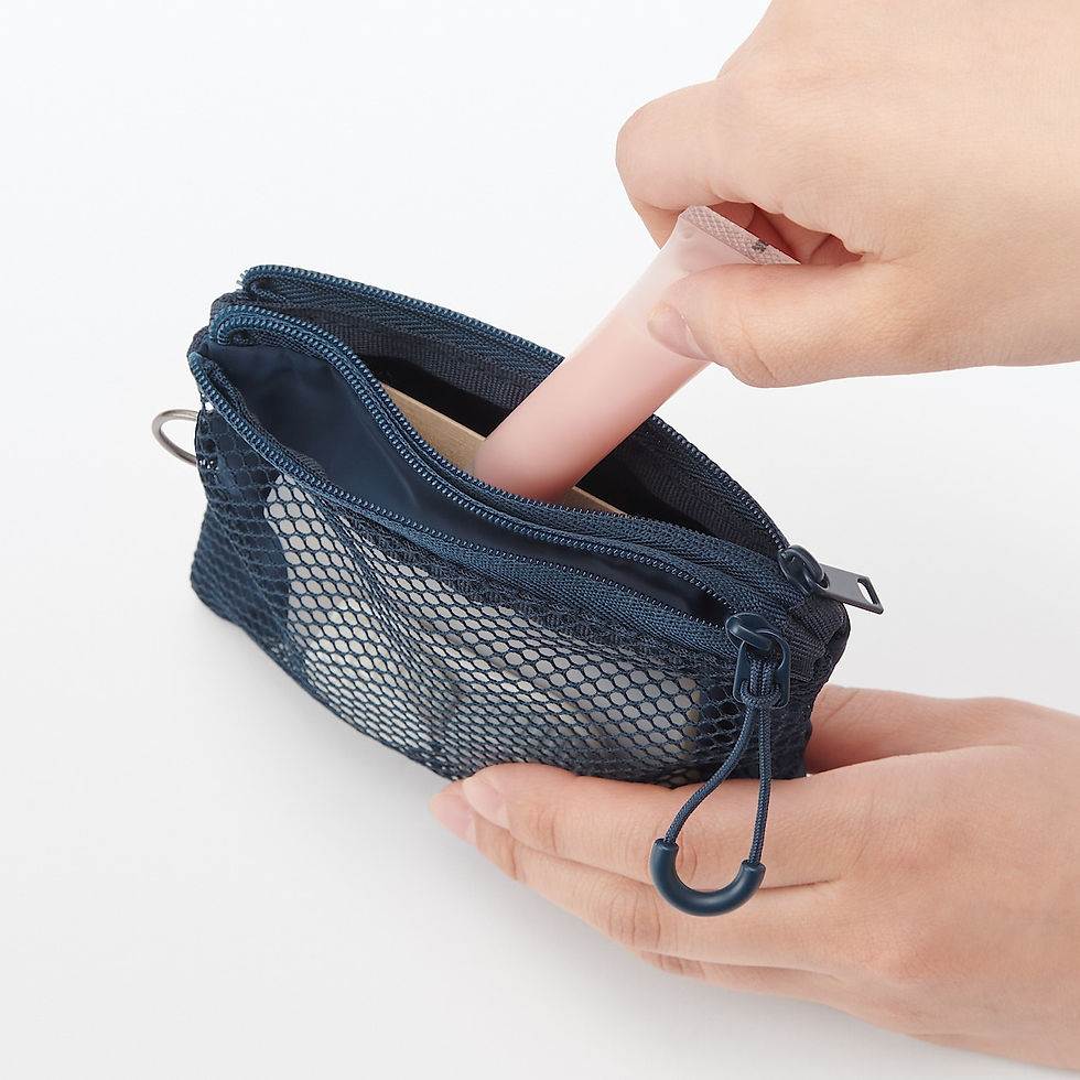 Thumbnail: Polyester Two-Zipper Case -Navy