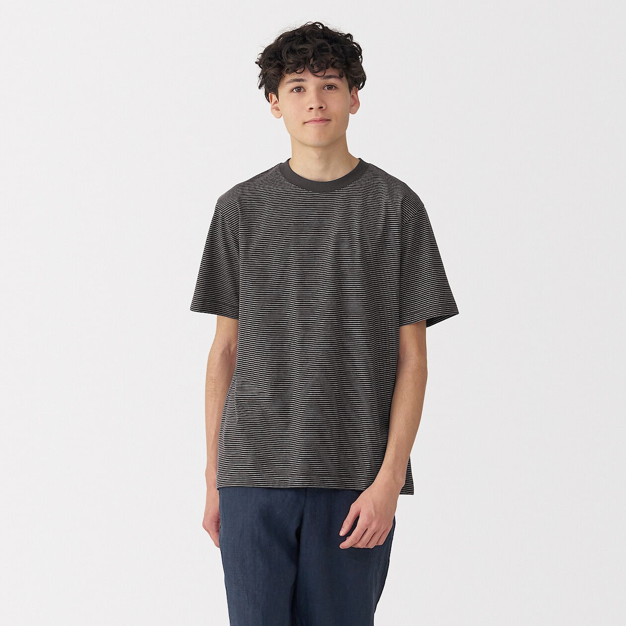 Mens Jersey Striped Crew Neck Short Sleeve T-Shirt