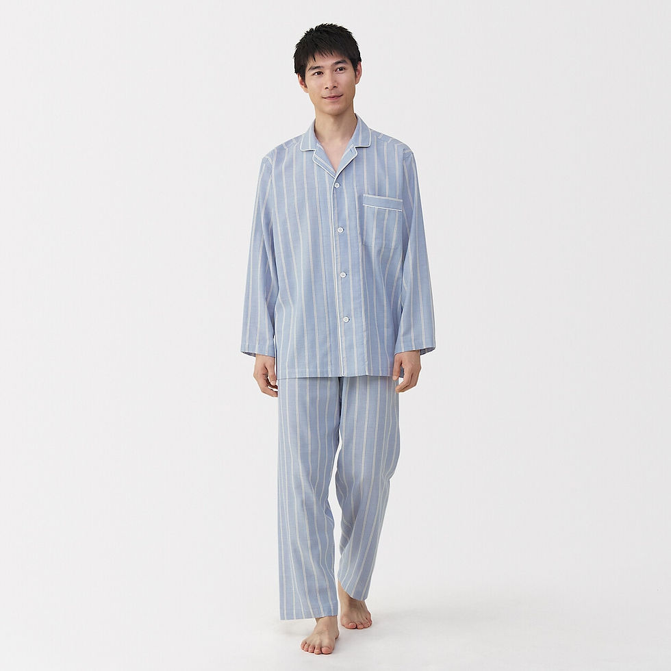Thumbnail: Mens Side Seamless Double Gauze Long Sleeve Pajamas
