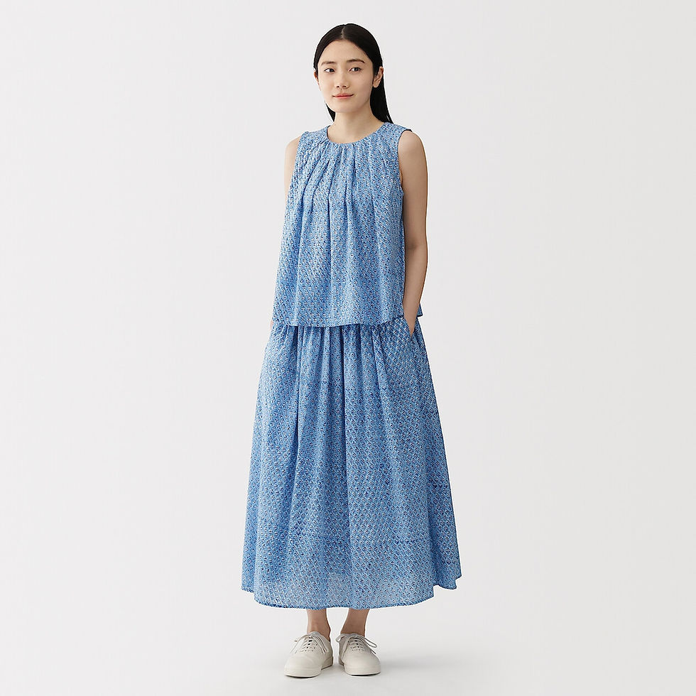 Thumbnail: Womens Block Printed Gather Skirt