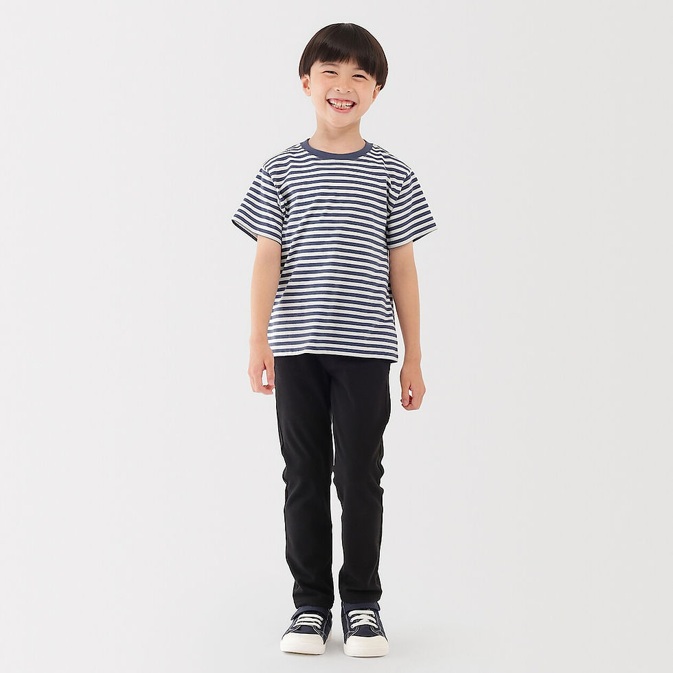 Thumbnail: Kids Jersey Crew Neck Striped Short Sleeve T-Shirt