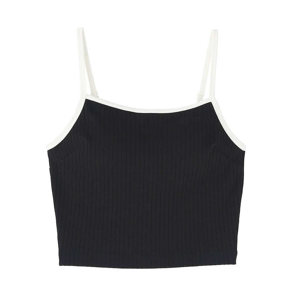 Thumbnail: Womens Cotton Stretch Ribbed Cropped Bra Camisole