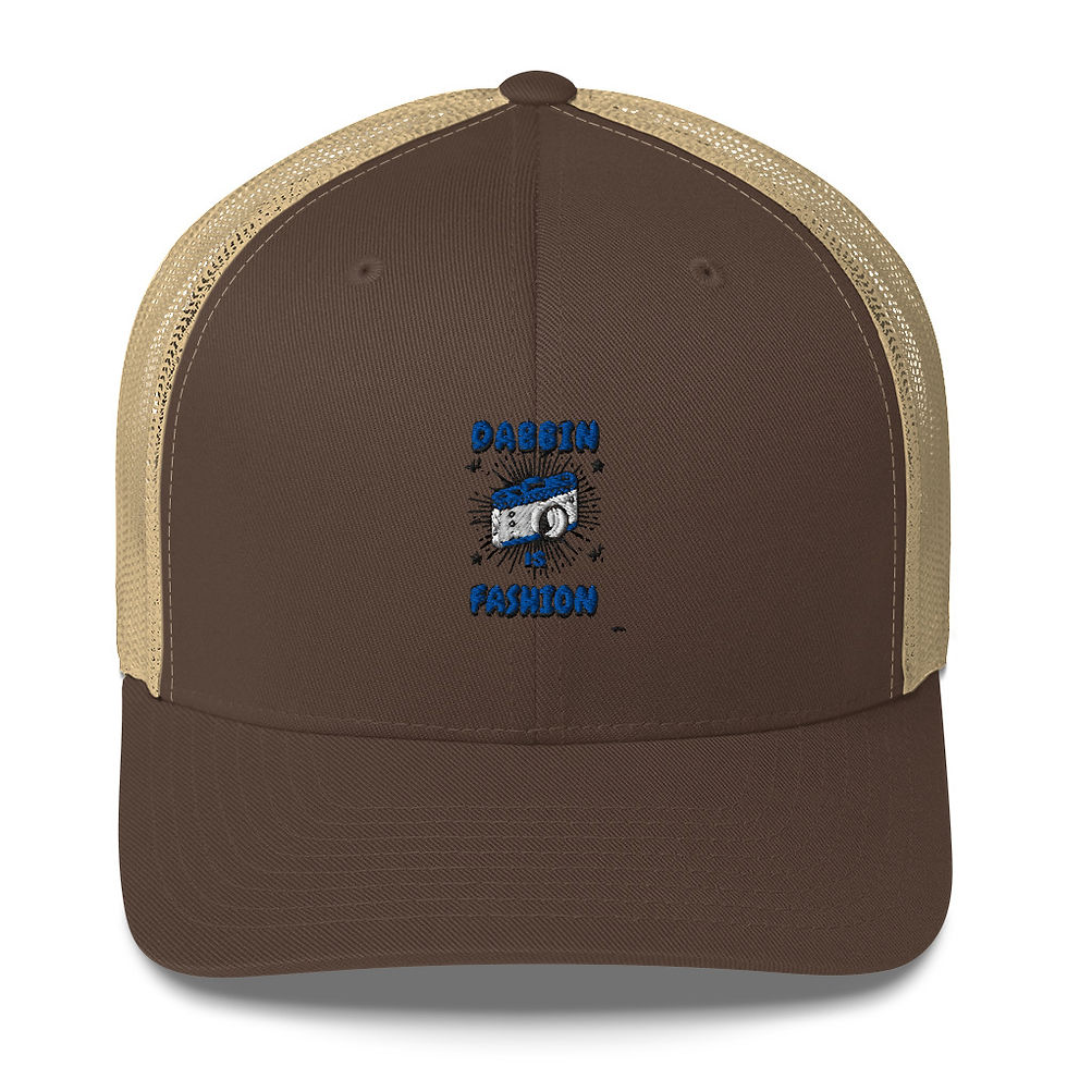 Thumbnail: Brown and tan trucker cap with ALASKA PARKING logo