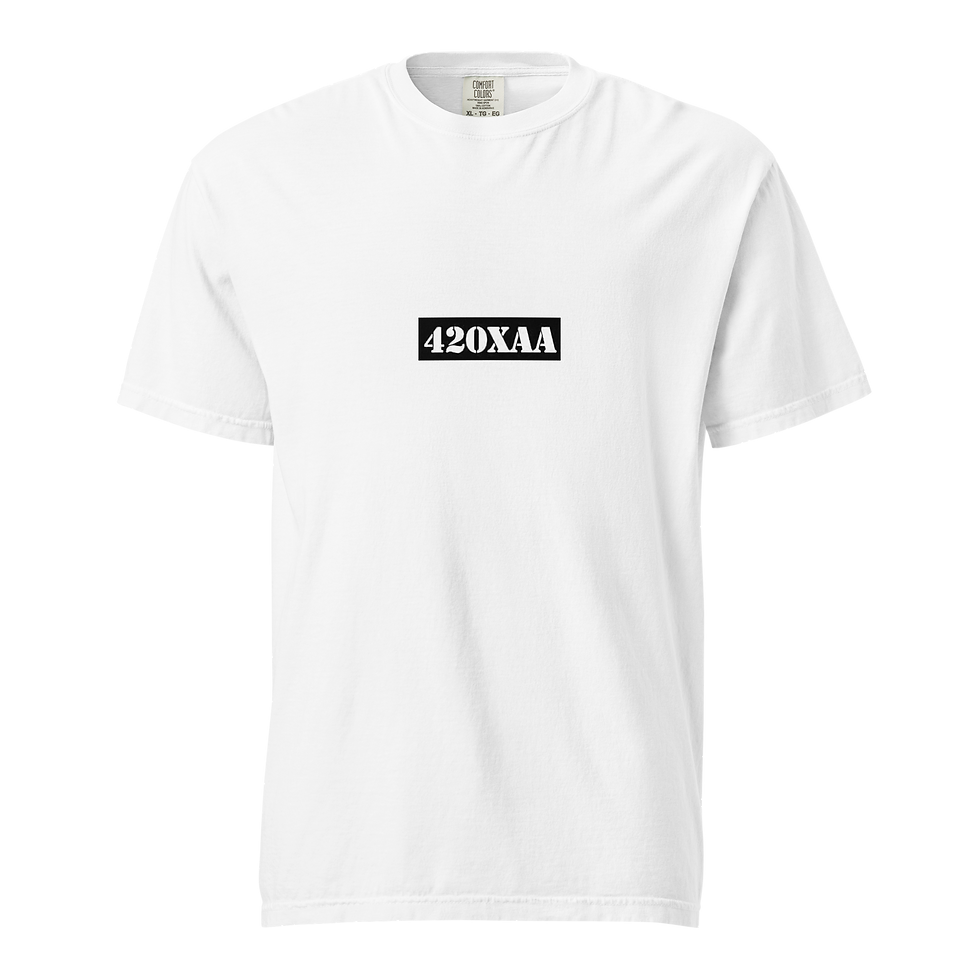White t-shirt with '420XAA' logo