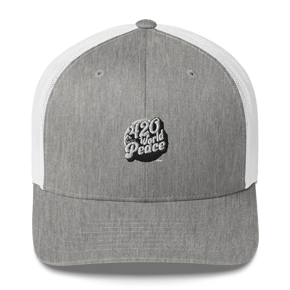 Thumbnail: Grey and white trucker cap with '420 for Peace' emblem