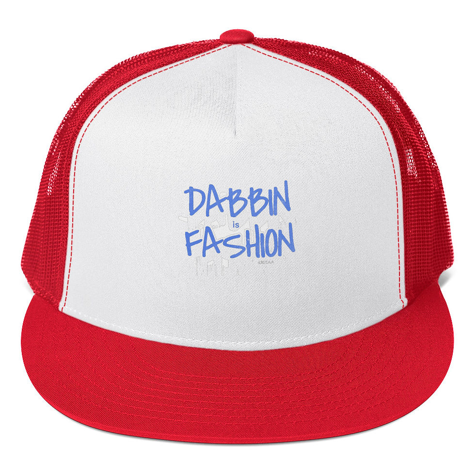 Thumbnail: Trucker cap, red and white, with DABBIN FASHION