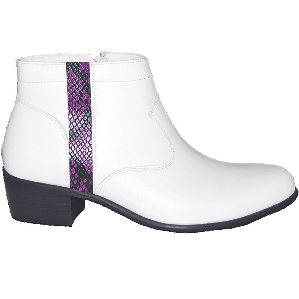 Men's stylish Cuban Heel with Purple Snake Skin Detail