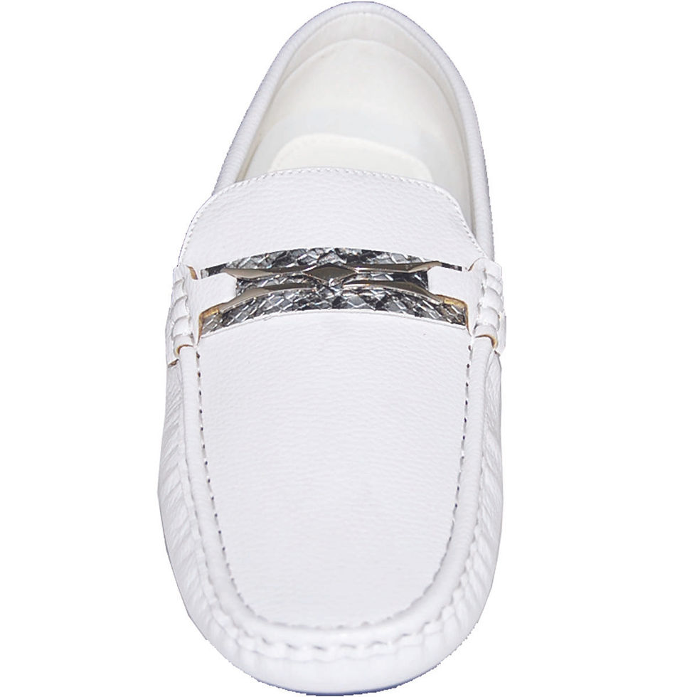 Thumbnail: Men's White Casual Slip-On with Silver Snake Skin Detail