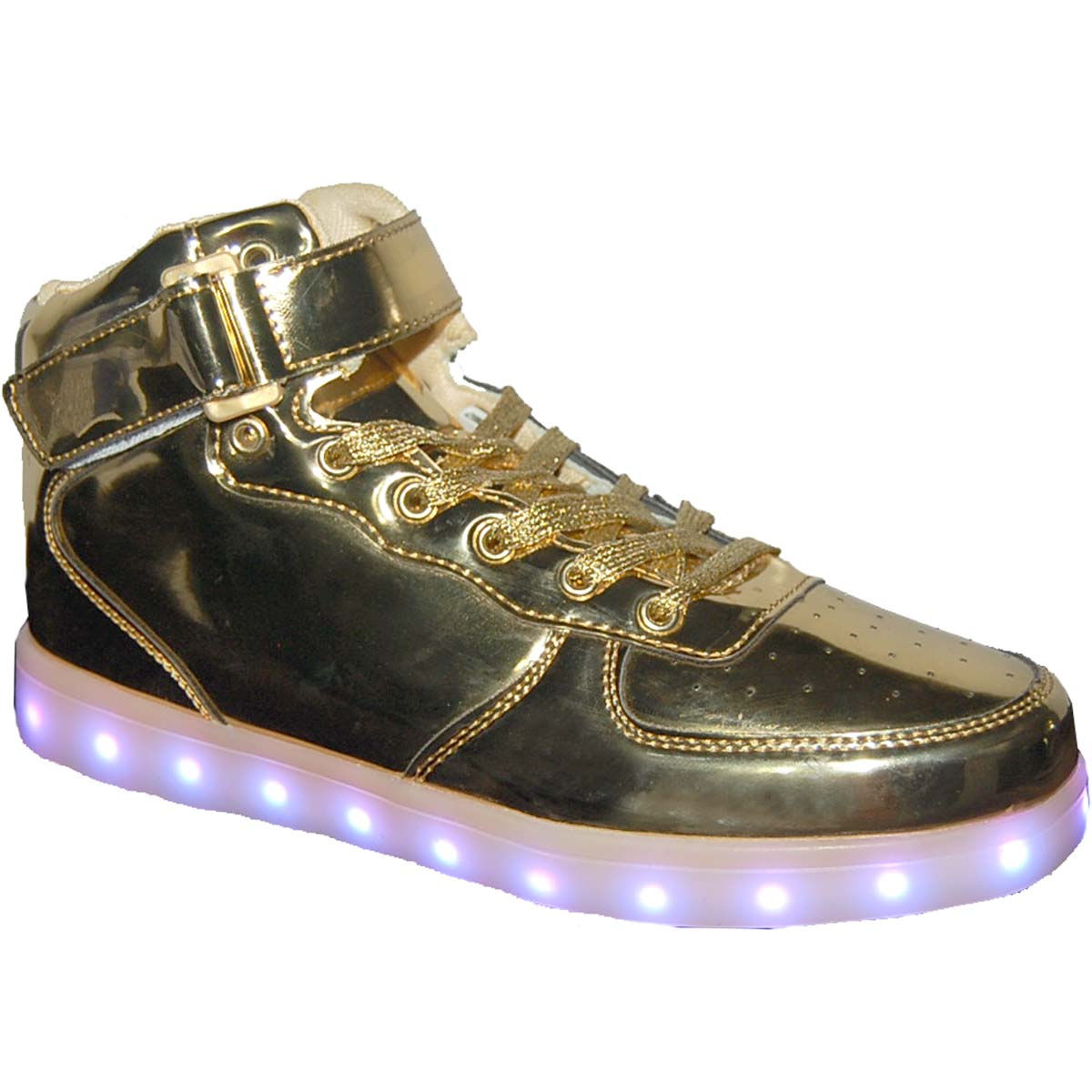 Golden LED Lighted Outsoles - Hi Top Sneakers