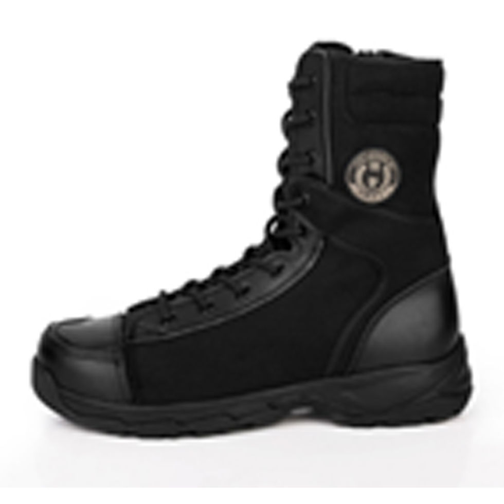 Man Of Steel Men's 8 inch Black Leather & Nylon Mix Lace Up Jungle Boot