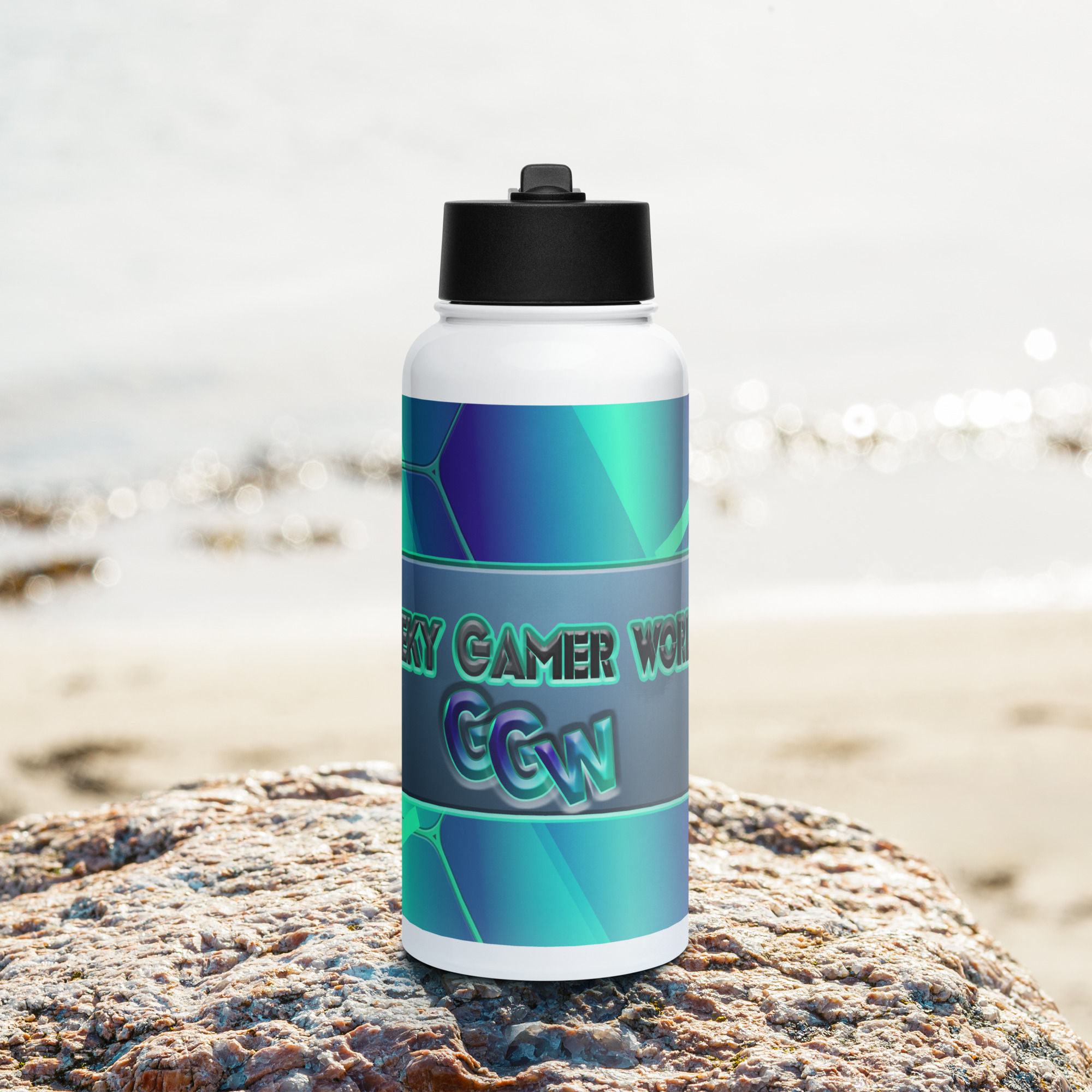 Geeky Gamer World Stainless steel water bottle with a straw lid