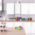 Kitchen table with cupcakes and blocks
