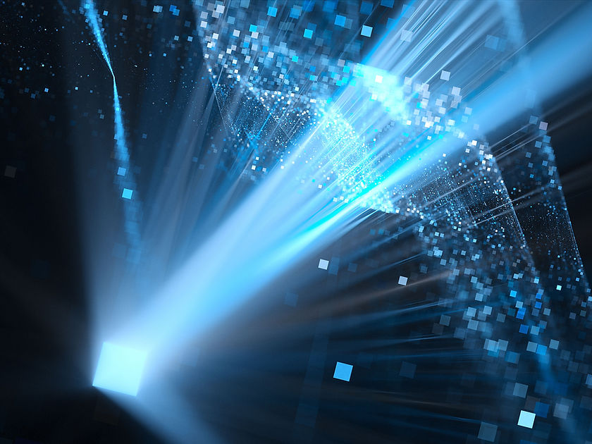 Glowing blue dimensional square in space-computer generated abstract background