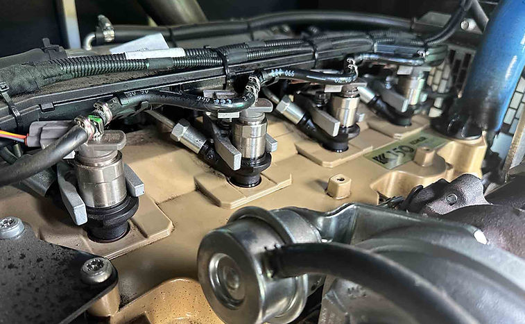 Close-up of fuel testing equipment for generator