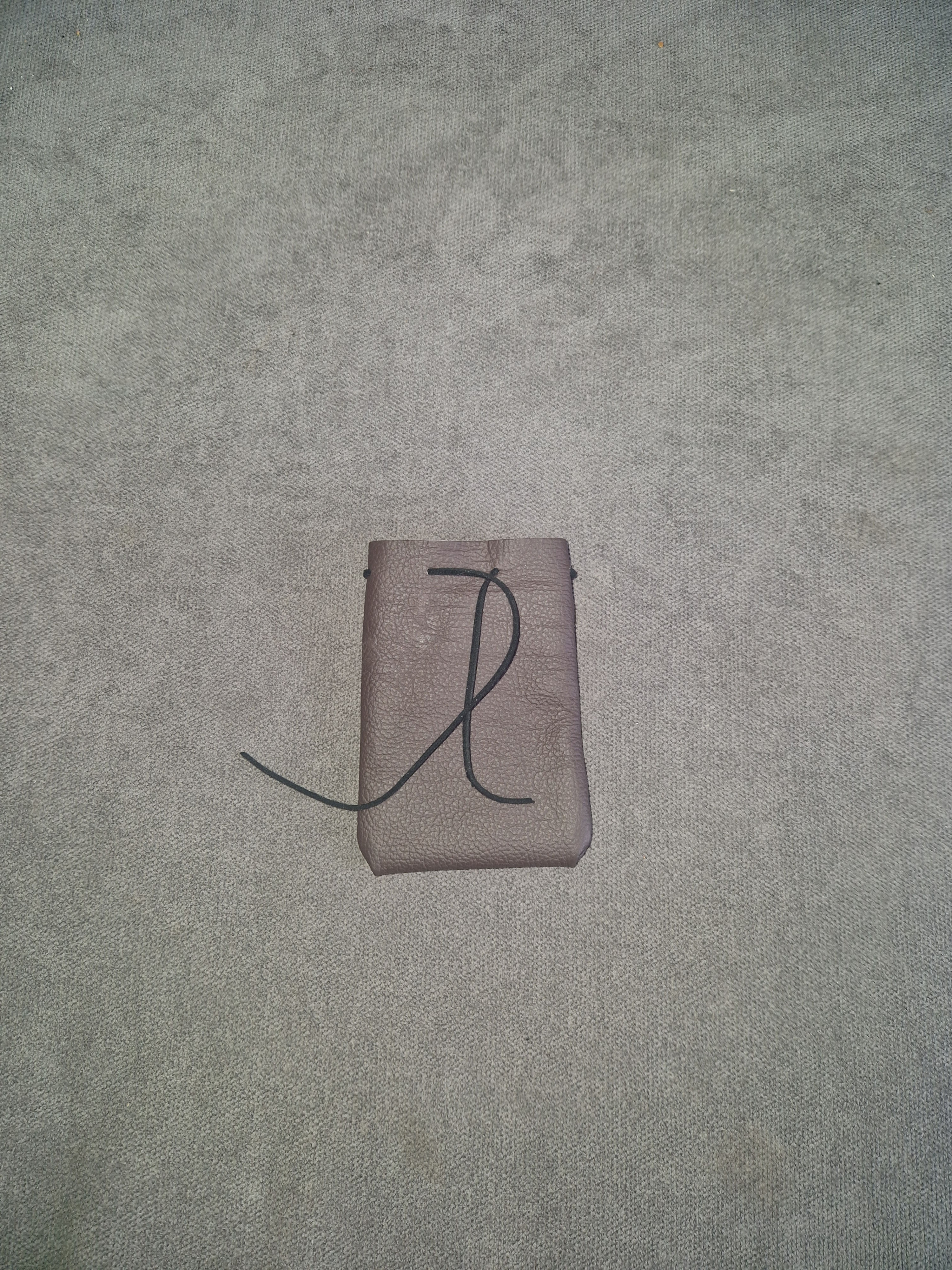 brown leather drawstring money pouch SCA LARP historical