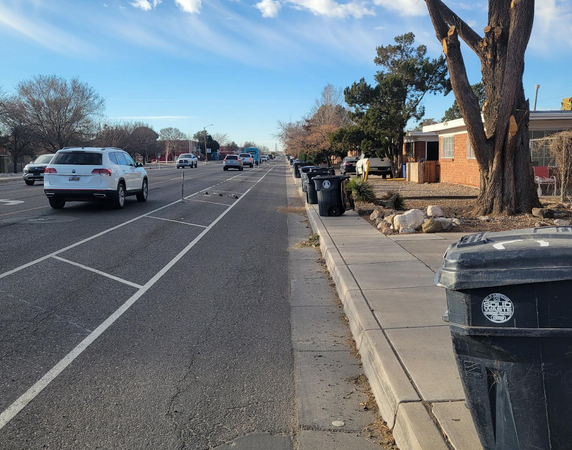Louisiana protected bike lane along residential houses