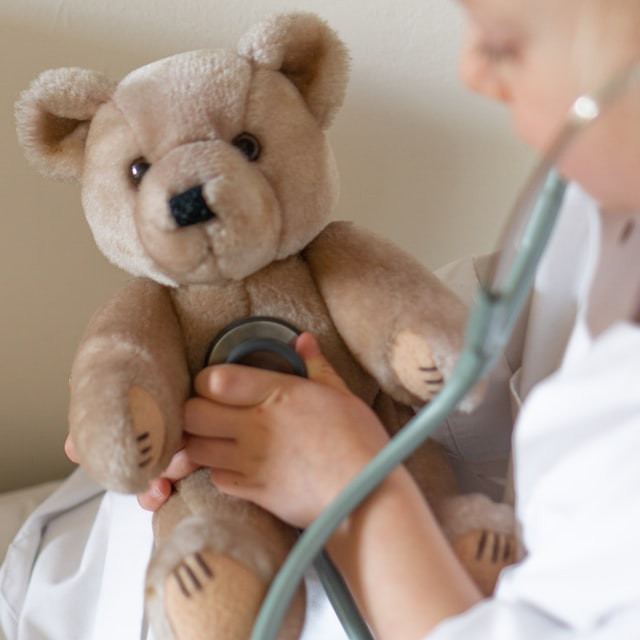 teddy bear being stethascoped