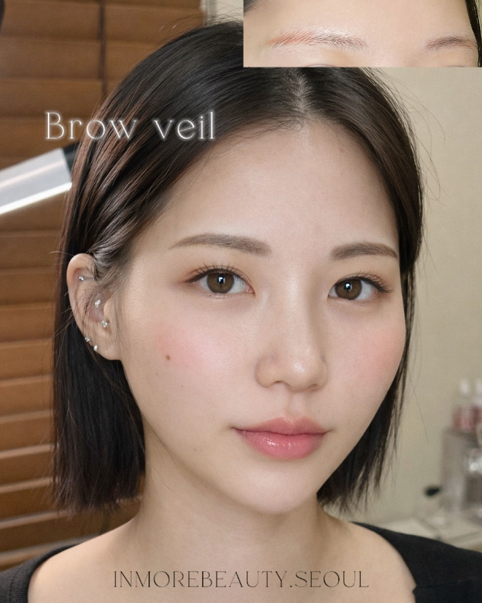 Natural eyebrow tattoo result at INMOREBEAUTY SEOUL, Korean PMU studio in Gangnam