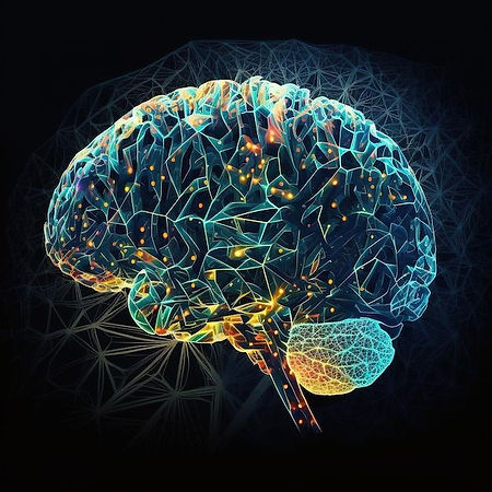 Concepto de diseño de ilustración de cerebro humano brillante con fondo negro oscuro _ Fot