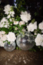 White Wedding Flowers & Disco Balls at The St. Pancras Renaissance Hotel
