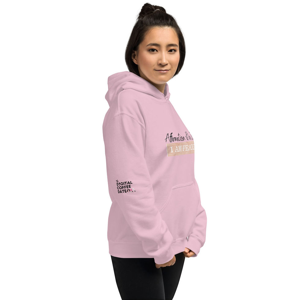 Thumbnail: Affirmation Fearless Hoodie White, Pink, Lt Blue, & Lt Grey