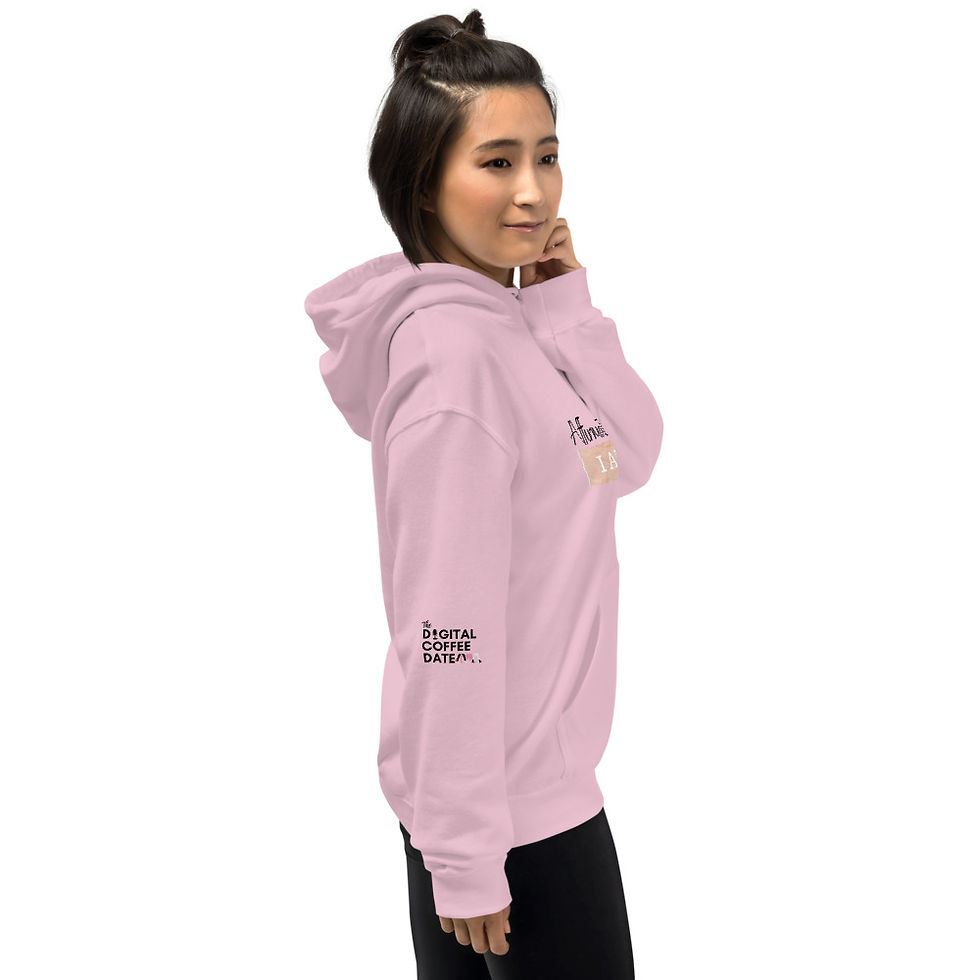 Thumbnail: Affirmation Worthy Hoodie White, Pink, Lt Blue, & Lt Grey