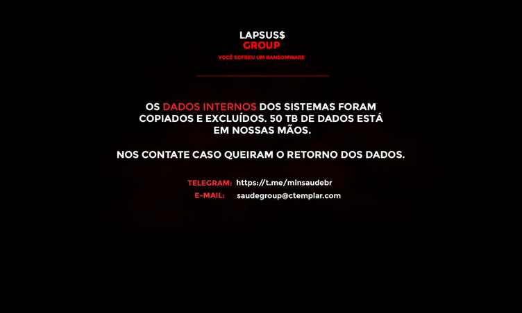 Site do Ministério da Saúde sofre ataque hacker