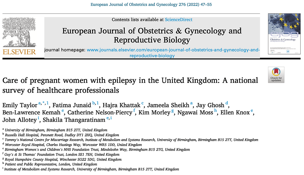 PUBLICATION: Care of pregnant women with epilepsy in the United Kingdom