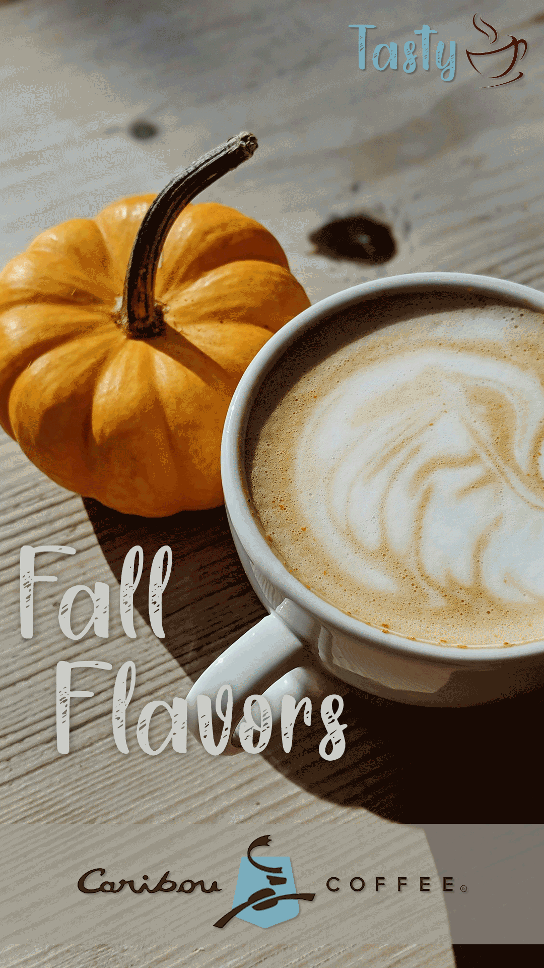 A fall themed animated GIF ad for Caribou Coffe.