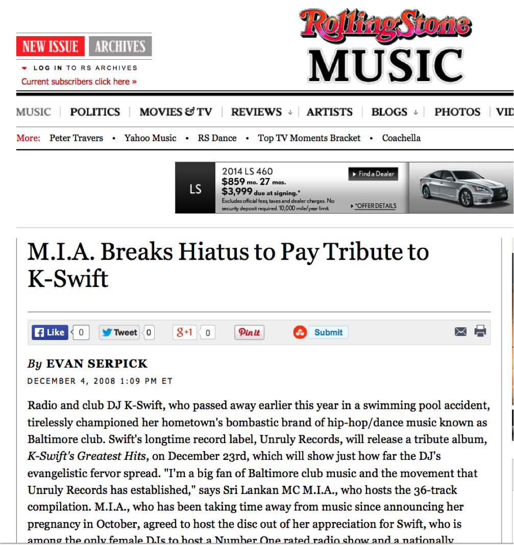 Rolling Stone | M.I.A Pays Tribute..