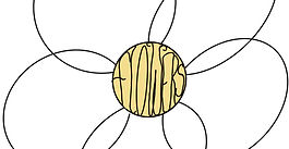 The word Flowers in the center of a five-petaled, hand drawn flower