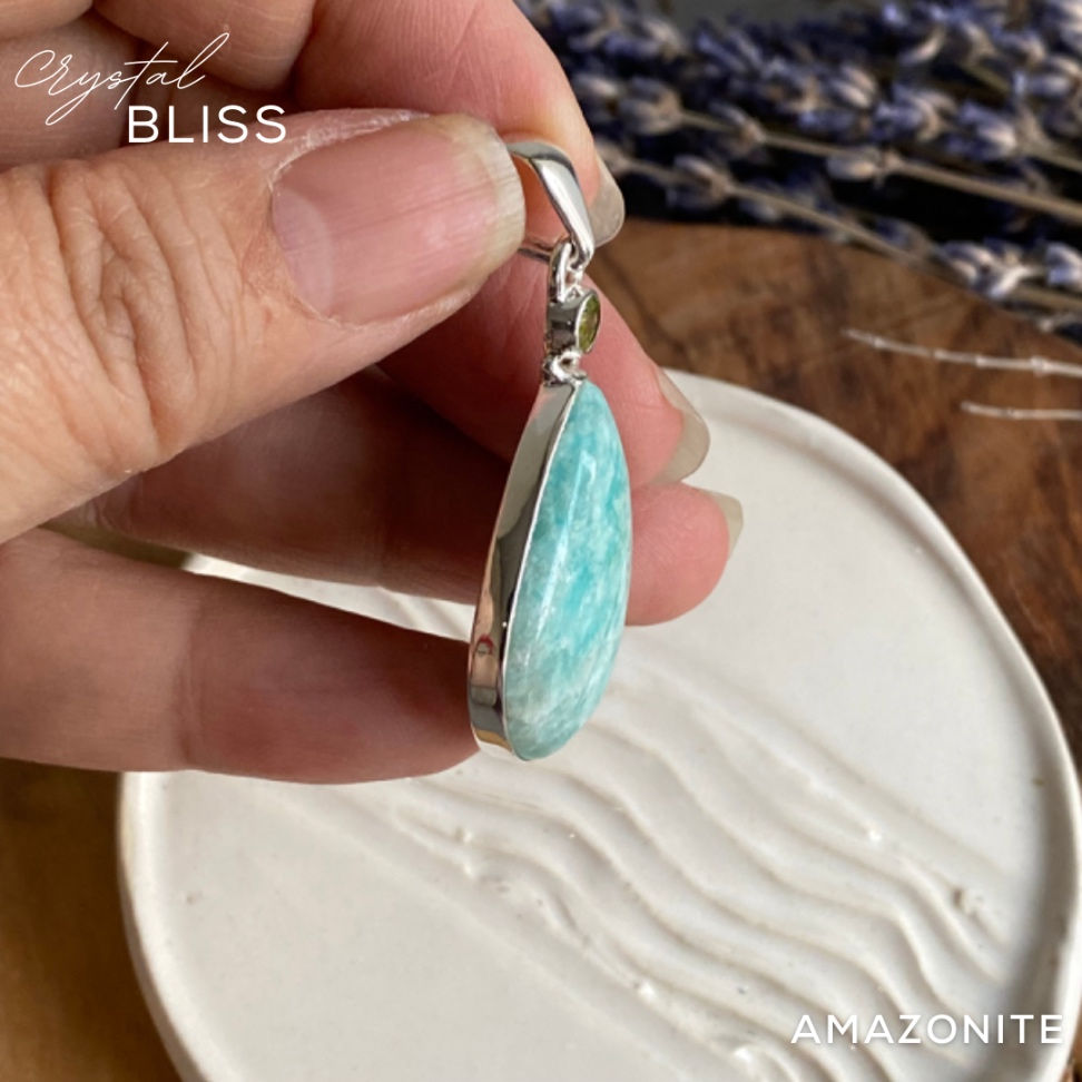 Thumbnail: Amazonite Pendant with Peridot #7